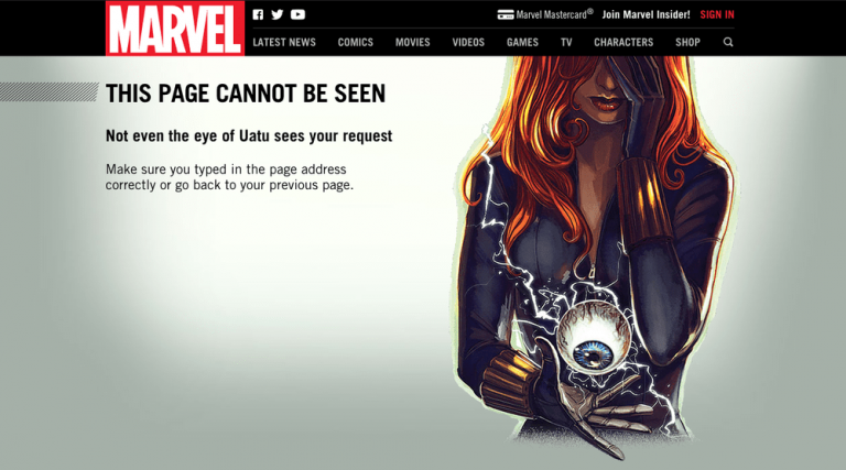 Funny 404 page marvel
