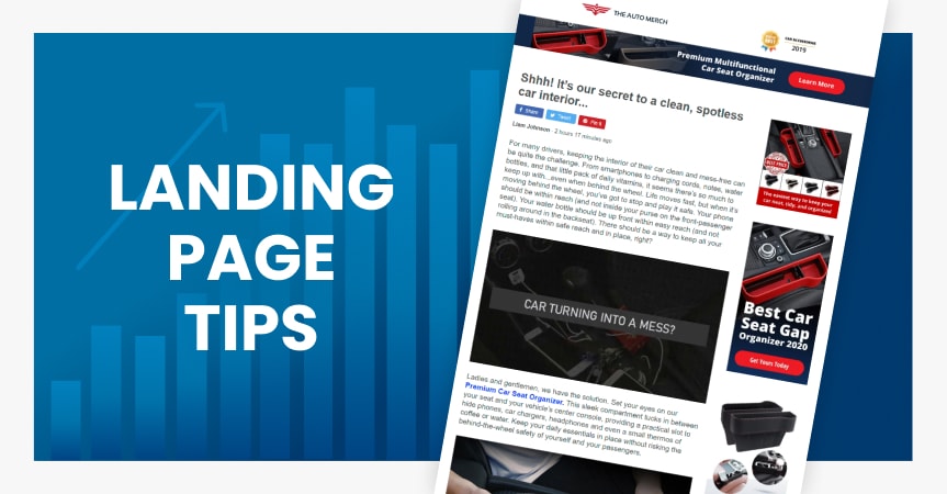 a cover of the article on landing page tips