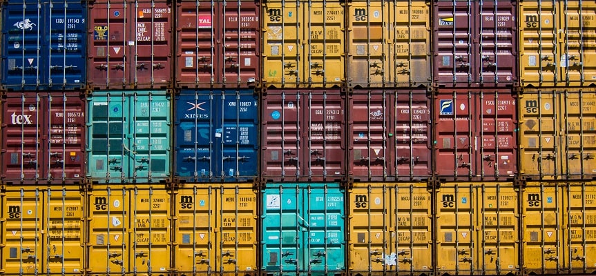 a picture showing containers as Alibaba is a b2b platform